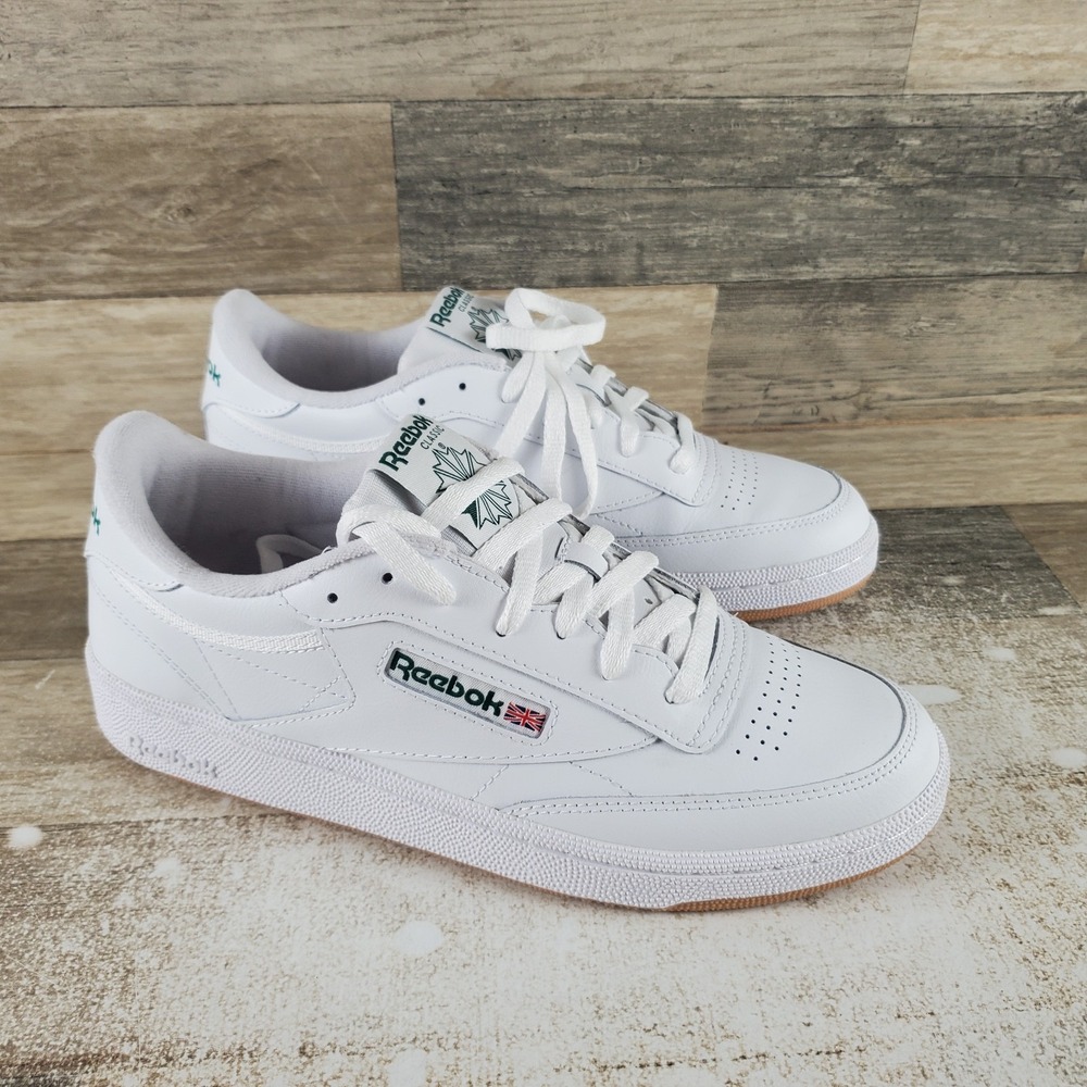 Reebok Club C 85 Womens Shoes Sz 10 Running White Gum Leather Lace Up Sneakers